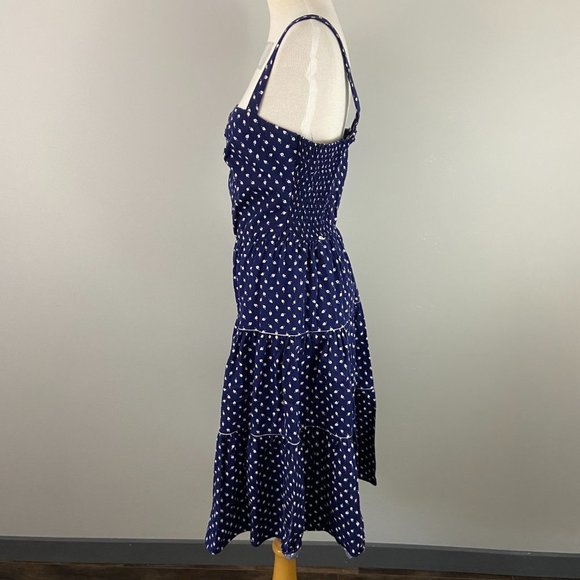 CRANSTON PRINT WORKS Blue & White Fit And Flare Leaf Print Dress - Picture 4 of 13